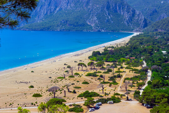The beautiful landscape view of Olympos and Ciralı beach. Turkish name of place is "olimpos and &ccedil;ıralı". Caretta Caretta spawning place.
