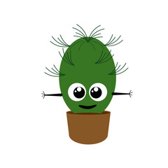 Illustration of a cute green cactus in the face. Isolated