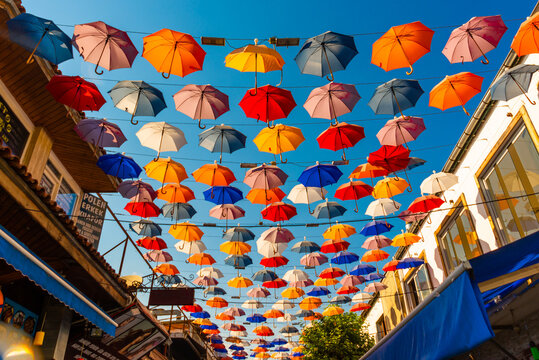 ANTALYA, TURKEY: Umbrellas in the sky city tourist attraction.