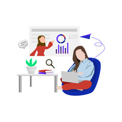 Illustration design e-learning concept vector on white background