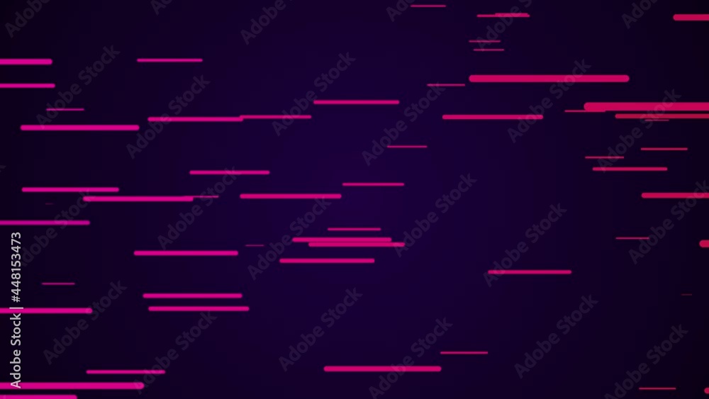 Poster colorful straight pink lines on purple background. abstract seamless looped animation of neon, glowi