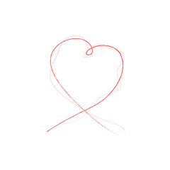 Continuous thin line heart vector illustration, minimalist love sketch doodle. One line art valentine icon, single wedding outline drawing or simple heart logo	
