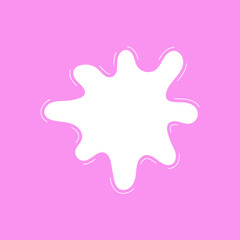 Cartoon pink bubble gum splash, drop, blot. Round shape for banner, sticker, badge, sale. Vector illustration	
