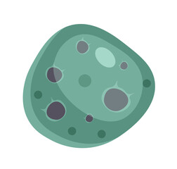 Cartoon space stone, asteroid or comet on white background