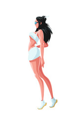 cartoon pretty tall model girl side view