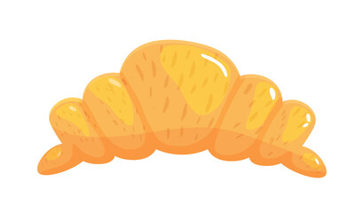 Fresh baked croissant crescent shape on white background