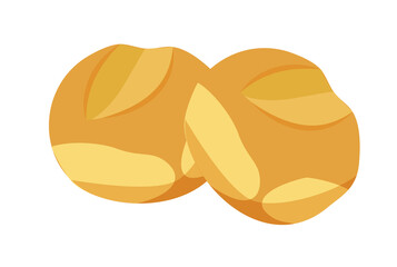 Sweet small round kaiser bun isolated on white background