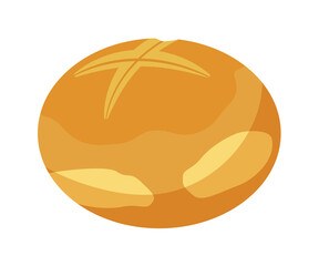 White round wheat-bread head isolated on light background