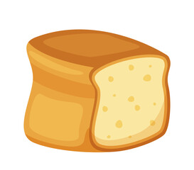 Fresh baked toast bread head isolated on white background