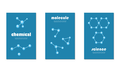Science and digital technology concept brochure or cover with molecular structure background.