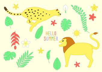 Vector illustration of cute tropical objects.