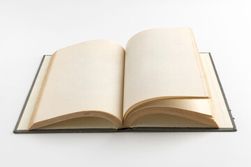 open old book on white background for mockup blank template