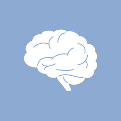 White-colored human brain vector illustration.