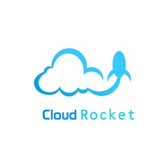 Sky logo on a technology theme, with rocket symbols combined. line logo and modern logo.