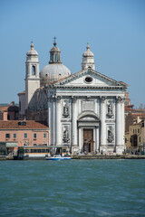 Fototapeta na wymiar Basilica di Santa Maria della Salute,view from the boat, Venice, Italy,2019,Venice Dorsoduro quarter