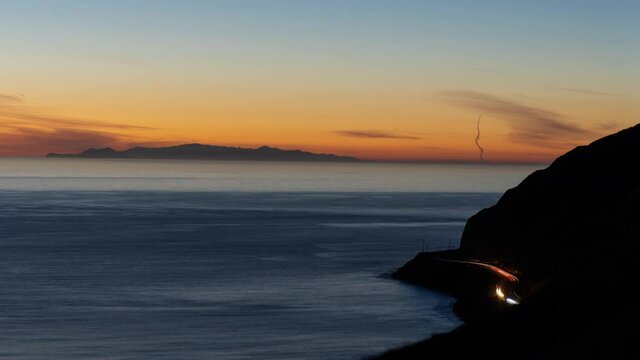 Malibu Pacific Coast Highway Sunset PCH light streaks cars driving Time Lapse 6K source