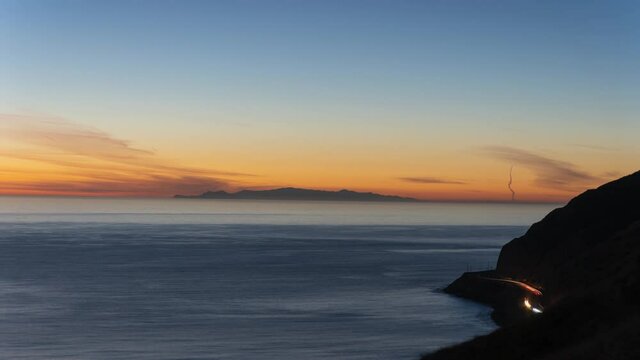 Malibu Pacific Coast Highway Sunset PCH light streaks cars driving Time Lapse 6K source