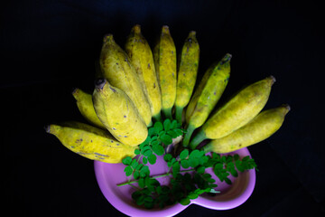 Ripe yellow bananas are ready to be consumed