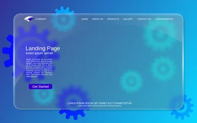Fotobehang Website landing page vector template. Abstract colorful background for webpage and application with glassmorphism effect © Ulvur