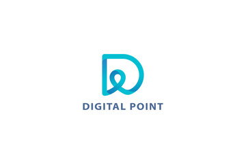 Fototapeta premium Letter D 3d blue color digital point creative business logo