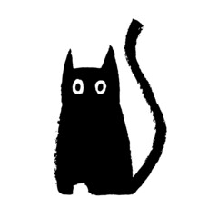 Vector image of a cat for Halloween.
Black on a white background. Brush strokes. Hand drawing