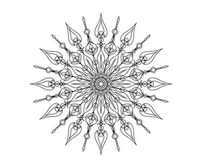 Black color Mandala Ornament vector, Mandala circular pattern design for Henna, Mehndi, tattoo, decoration. Decorative ornament in oriental ethnic style.