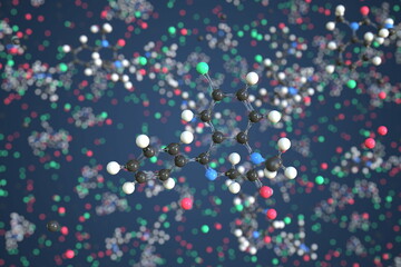 Fototapeta na wymiar Molecule of Diazepam. Molecular model, conceptual 3d rendering