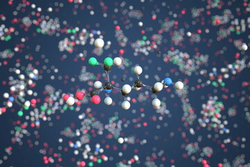 Fototapeta na wymiar Molecule of Eflornithine. Molecular model, conceptual 3d rendering