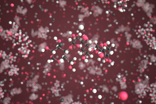 Dextrin molecule, conceptual molecular model. Chemical 3d rendering