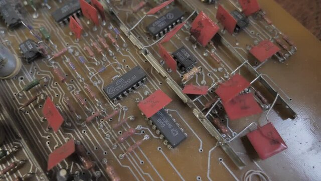 Retro electronic circuit board Close-Up