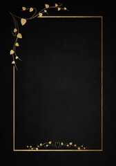 Anthracite background with luxery golden ornaments, golden frame. Good for logo or invitation.