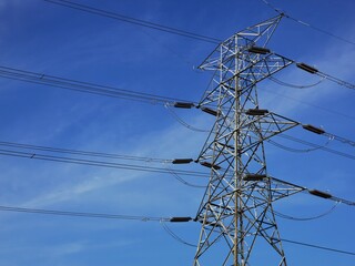 Overhead high voltage transmission line tower