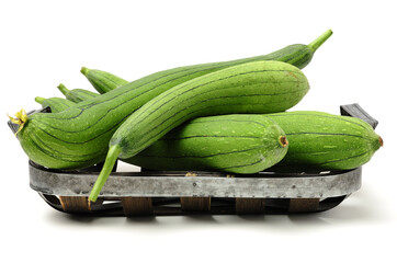 fresh loofah on the white background 