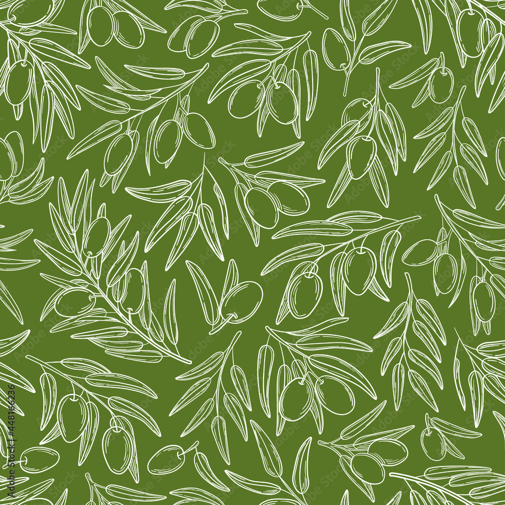 Wall mural olive pattern 2 white