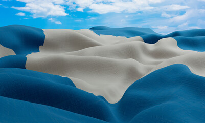 Obraz premium Antarctica flag in the wind. Realistic and wavy fabric flag. 3D rendering.