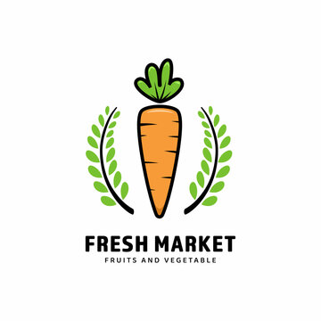Fresh vegetable market logo icon with carrot icon