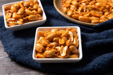 delicious snack fried spicy peanuts