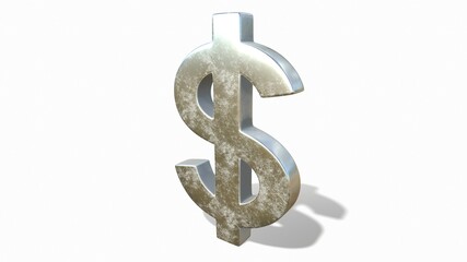 Obraz premium Silver dollar sign on a white background 3d-rendering