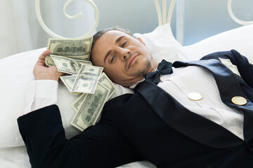 Business man rich trader bitcoin for business bitcoin trader exchange , business trader concept