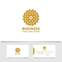 Gold flower pattern logo with business card template
