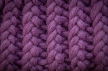 Close-up of the texture of a handmade knitted sweater. Rows of loops.