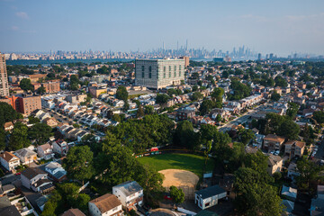Fototapeta na wymiar Aerial of Fort Lee New Jersey Showing NYC Skyline
