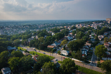 Aerial of Fort Lee New Jersey Showing NYC Skyline