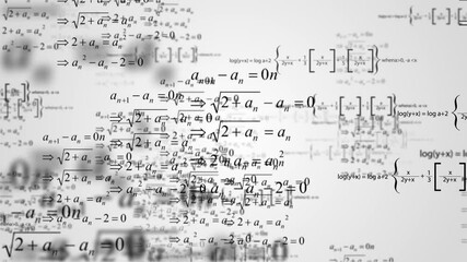 Looped Animation of flying formulas and equations Background. concept for school work, trigonometry, college or university homework, a high school exam, homework help, solving business problems, etc. - Powered by Adobe