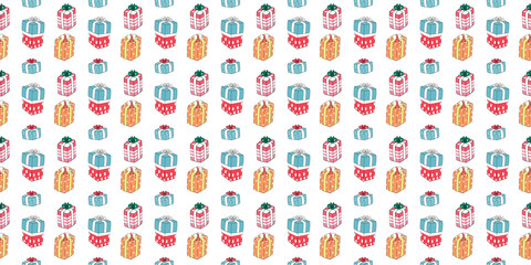 Christmas patterns designed in doodle style in bright colors suitable for digital paper, t-shirt designs, gift wrapping paper, Christmas decorations, fabric prints, cushion designs, T-shirt, wallpaper