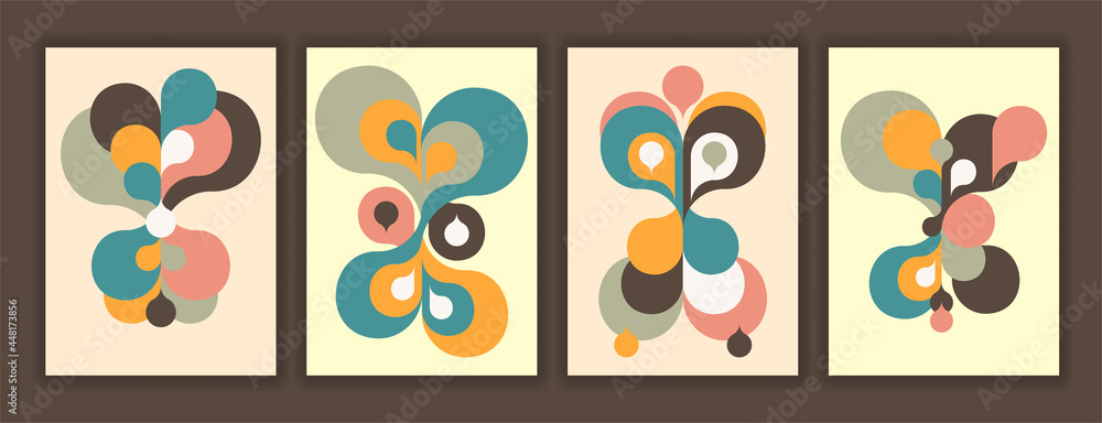 Poster set of abstract modern graphic elements and forms. abstract banners with flowing liquid shapes. past
