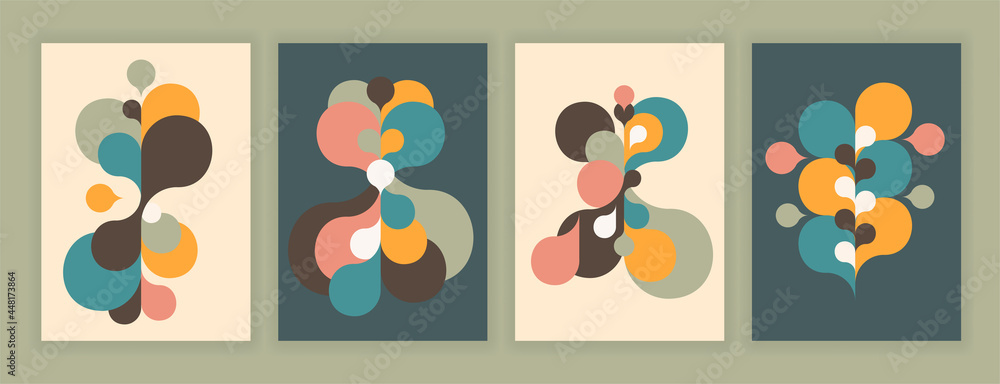 Poster set of abstract modern graphic elements and forms. abstract banners with flowing liquid shapes. past