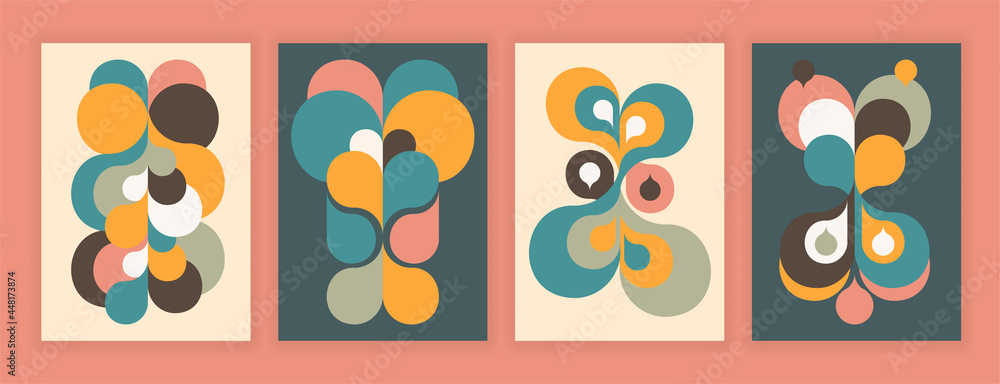 Poster set of abstract modern graphic elements and forms. abstract banners with flowing liquid shapes. past