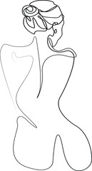 Naked woman. standing back one line drawing. Fashion naked woman line model art, lady design