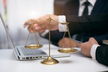 Lawyers having team Concepts of Law and Legal services